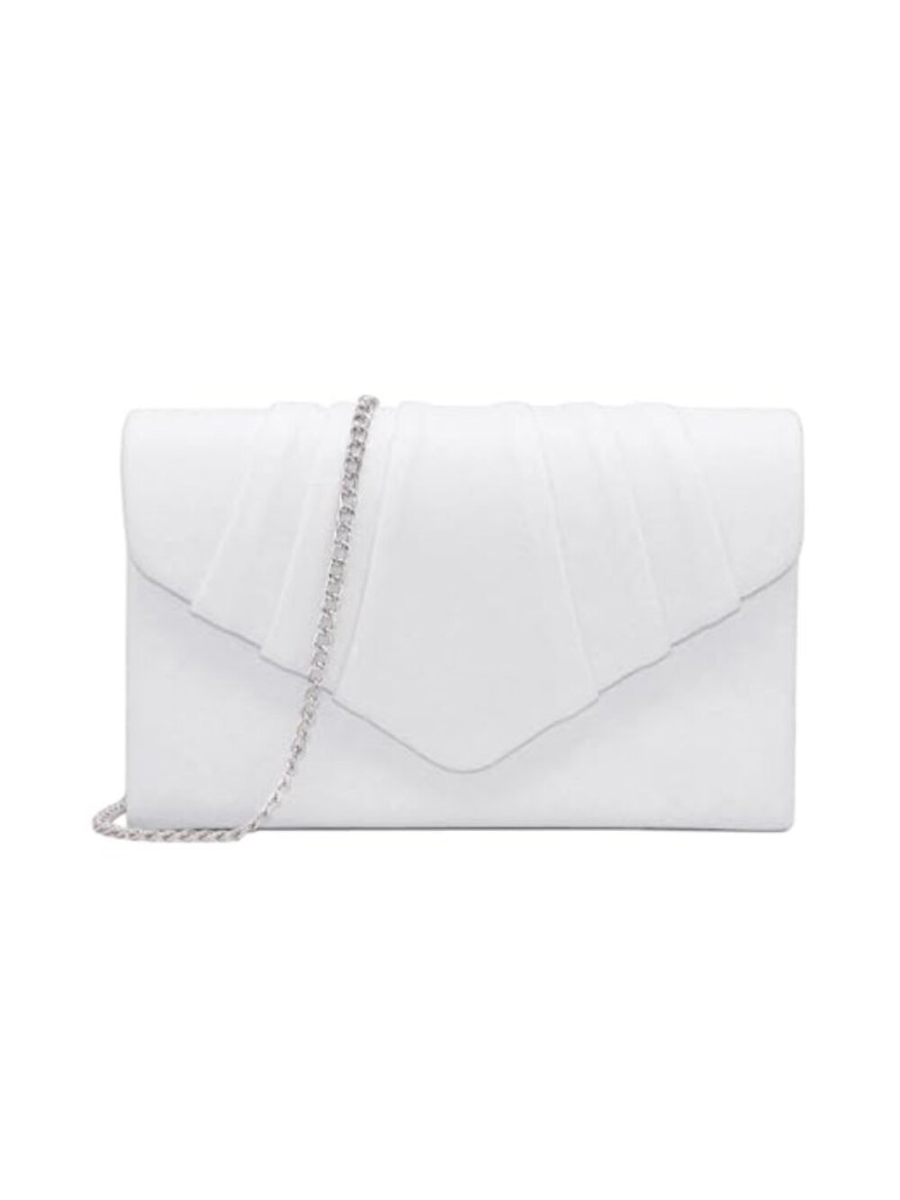 Pleated Suede Evening Clutch with Chain Crossbody Wedding Bag